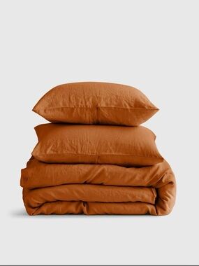 NWOT QUINCE European Linen Duvet Cover Set King/Cal King Terracotta 3 Piece
